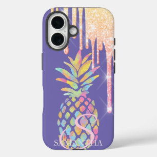 Elegant Glitter druist kleurrijk Paars ananas iPhone 16 Hoesje
