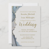 Elegant Glitter Dusty Blue Gold Kaart (Voorkant)