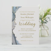 Elegant Glitter Dusty Blue Gold Kaart (Staand voorkant)