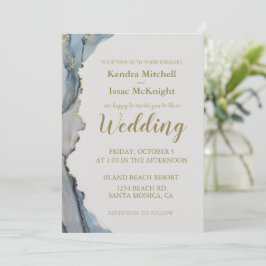 Elegant Glitter Dusty Blue Gold Kaart