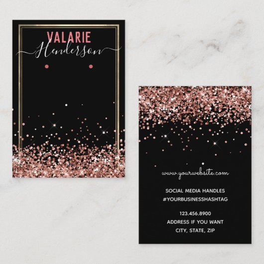 Elegant Glitter Earring Display Visitekaartje (Voorkant / Achterkant)