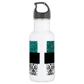 Elegant Glitter en Damask Patroon met Monogram Waterfles (Achterkant)