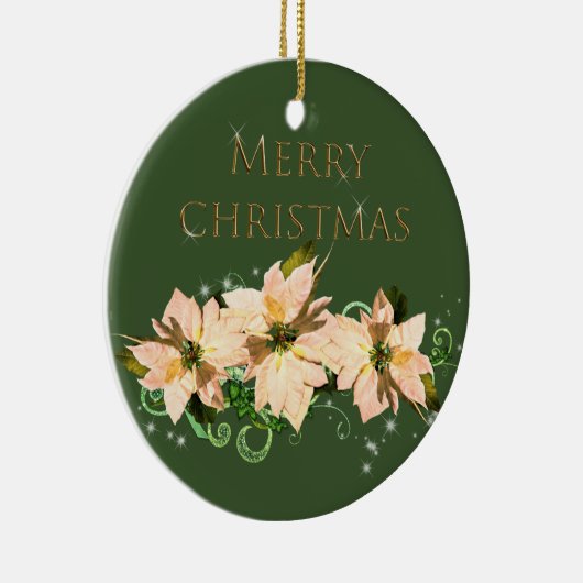 Elegant Glitter en Poinsettia keramisch Ornament (Rechts)