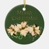 Elegant Glitter en Poinsettia keramisch Ornament (Voorkant)