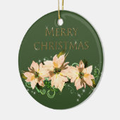 Elegant Glitter en Poinsettia keramisch Ornament (Links)