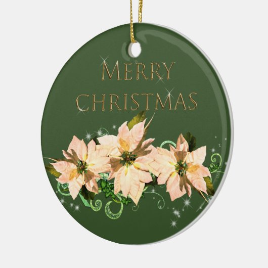 Elegant Glitter en Poinsettia keramisch Ornament (Links)