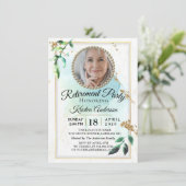 Elegant Glitter Eucalyptus Luxury Retirement Party Kaart (Staand voorkant)