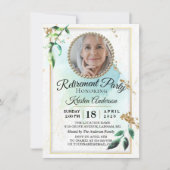 Elegant Glitter Eucalyptus Luxury Retirement Party Kaart (Voorkant)