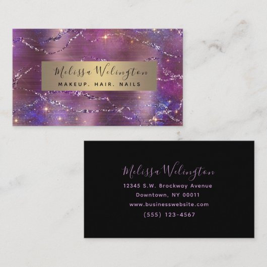 Elegant Glitter Faux Folie Lavender Girly Visitekaartje (Voorkant / Achterkant)