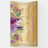 Elegant Glitter Flowers Diamonds Gold Dag Spandoek (Verticaal)
