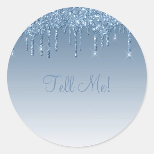 Elegant Glitter Girly Ombré Script Blue Bling Glam Ronde Sticker (Voorkant)