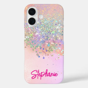 Elegant Glitter Girly Pink iPhone 16 Hoesje