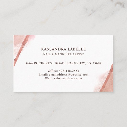Elegant Glitter Glam Nail Art Hands Manicure Salon Visitekaartje (Achterkant)