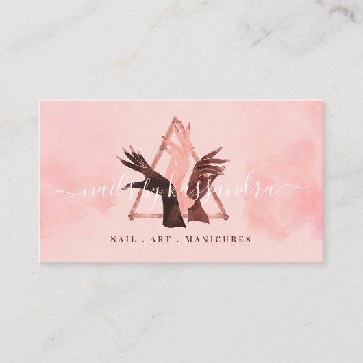 Elegant Glitter Glam Nail Art Hands Manicure Salon Visitekaartje (Voorkant)