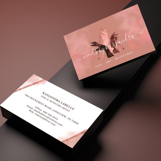 Elegant Glitter Glam Nail Art Hands Manicure Salon Visitekaartje