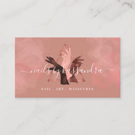 Elegant Glitter Glam Nail Art Hands Manicure Salon Visitekaartje (Voorkant)