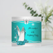 Elegant Glitter Glamor Blauwgroen Hooghoogstaande  Kaart (Staand voorkant)