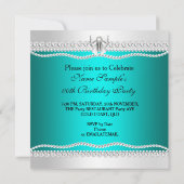 Elegant Glitter Glamor Blauwgroen Hooghoogstaande  Kaart (Achterkant)