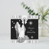 Elegant Glitter Glamor Hi Heels Silver Black 2 Kaart (Staand voorkant)