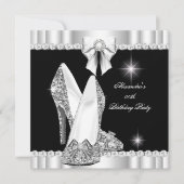 Elegant Glitter Glamor Hi Heels Silver Black Kaart (Voorkant)