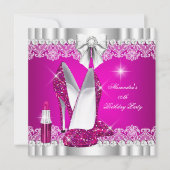 Elegant Glitter Glamor Hot Pink Hi Heels Lipstick Kaart (Voorkant)