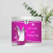 Elegant Glitter Glamor Pink High Heels Birthday Kaart (Staand voorkant)