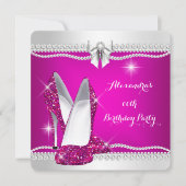 Elegant Glitter Glamor Pink High Heels Birthday Kaart (Voorkant)