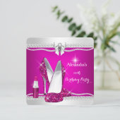 Elegant Glitter Glamor Pink High Heels Lipstick Kaart (Staand voorkant)