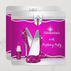 Elegant Glitter Glamor Pink High Heels Lipstick Kaart