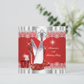 Elegant Glitter Glamor Red Hi Heels Lipstick Kaart (Staand voorkant)