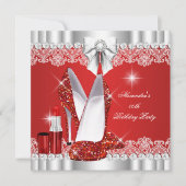 Elegant Glitter Glamor Red Hi Heels Lipstick Kaart (Voorkant)
