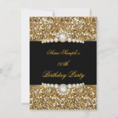 Elegant Glitter Gold Black Diamond Birthday Kaart (Voorkant)
