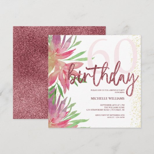 Elegant Glitter Gold Calligraphy Birthday (Voorkant / Achterkant)