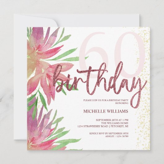 Elegant Glitter Gold Calligraphy Birthday (Voorkant)