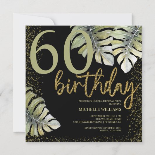 Elegant Glitter Gold Calligraphy Birthday (Voorkant)