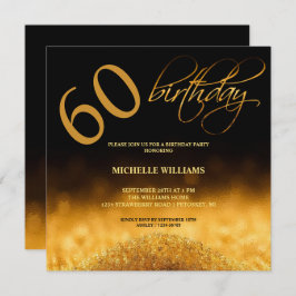 Elegant Glitter Gold Calligraphy Birthday