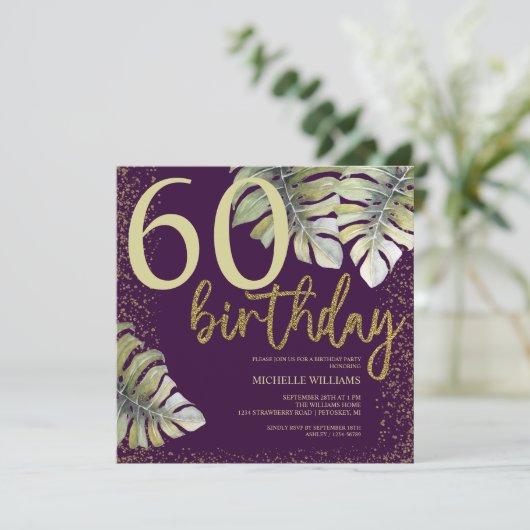 Elegant Glitter Gold Calligraphy Birthday (Staand voorkant)