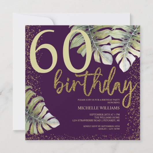 Elegant Glitter Gold Calligraphy Birthday (Voorkant)