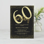 Elegant Glitter Gold Calligraphy Birthday Kaart (Staand voorkant)