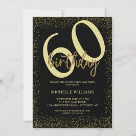 Elegant Glitter Gold Calligraphy Birthday Kaart