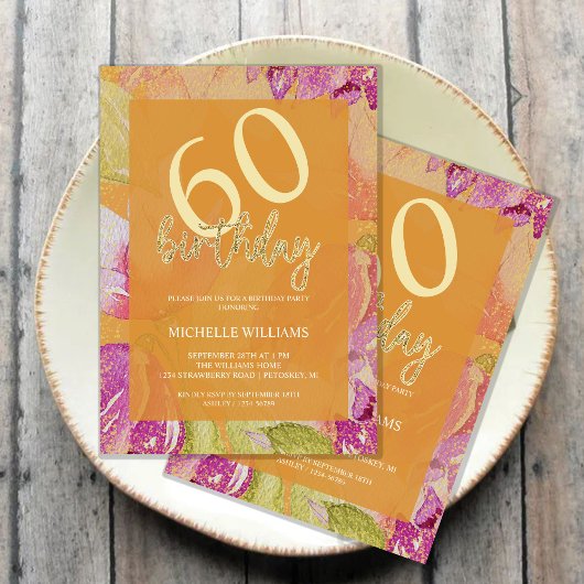 Elegant Glitter Gold Calligraphy Birthday Kaart