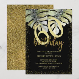 Elegant Glitter Gold Calligraphy Birthday Kaart