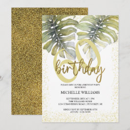 Elegant Glitter Gold Calligraphy Birthday Kaart