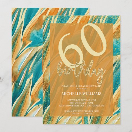 Elegant Glitter Gold Calligraphy Birthday Kaart (Voorkant / Achterkant)