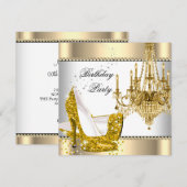 Elegant Glitter Gold Cream White Chandelier Kaart (Voorkant / Achterkant)