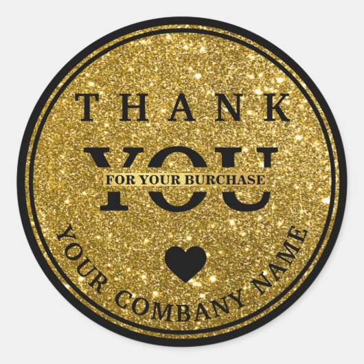 Elegant glitter Gold Dank u sticker (Voorkant)