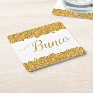 Elegant Glitter Gold Girly Bunco Party Napkins Kartonnen Onderzetters