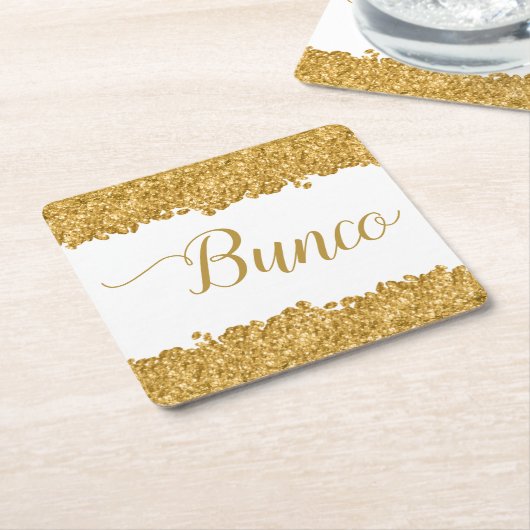 Elegant Glitter Gold Girly Bunco Party Napkins Kartonnen Onderzetters (Schuin)