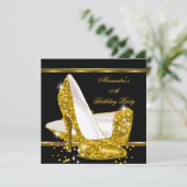 Elegant Glitter Gold Glamor High Hiel Black Kaart (Staand voorkant)