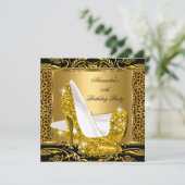 Elegant Glitter Gold Glamor High Hiel Leopard 2 Kaart (Staand voorkant)
